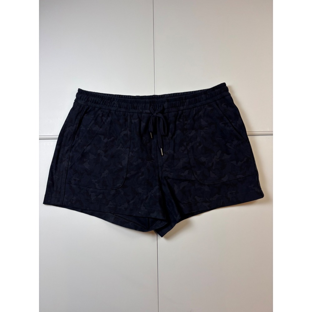 Athleta Camo Farallon Short Navy Blue‎ Camouflage Cotton Blend Womens Size 14